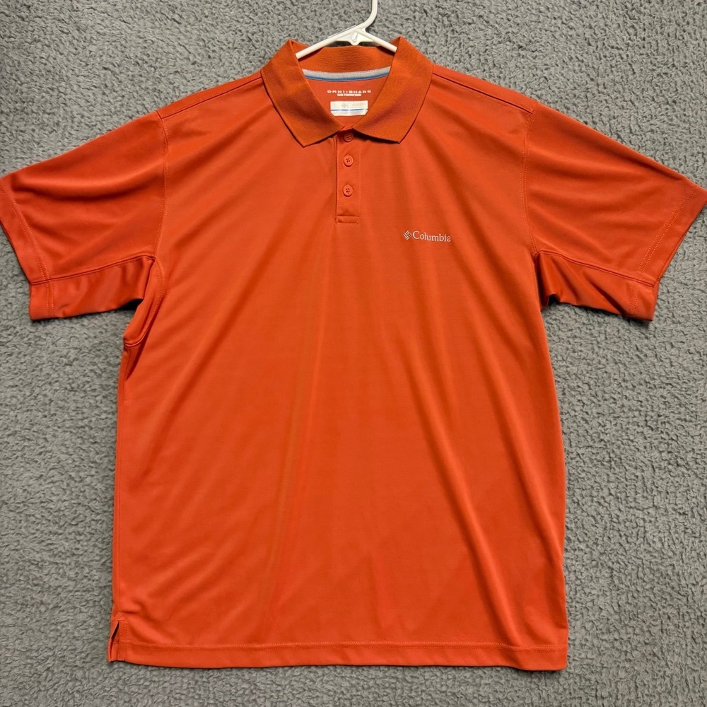 Columbia Omni-Shade Men's L/G Orange Performance Polo Shirt Sun Protection